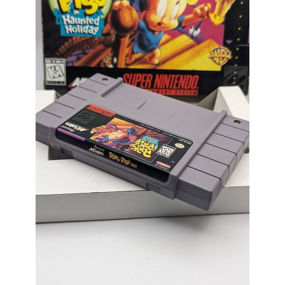 Porky Pig's Haunted Holiday (SNES Super Nintendo, 1995) Game & Box, Tested Works - Picture 12 of 12